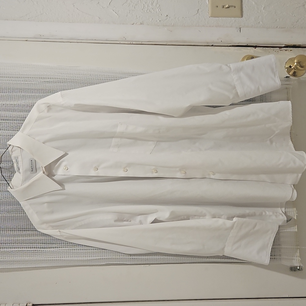Van Heusen men’s White French Cuff Poplin Dress shirt 18.5 Neck 32/33 Sleeve USA